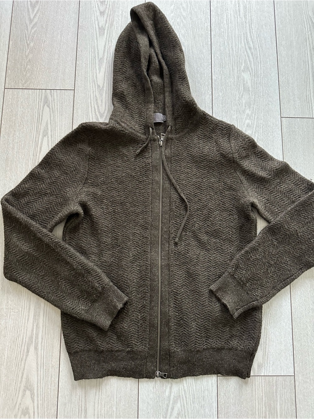 Vince Men's Hooded Zip Sweater - Moss Green Small